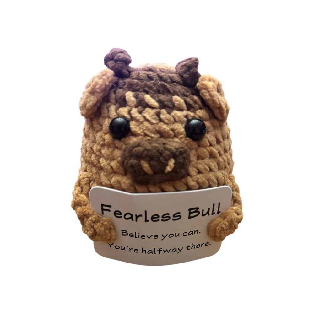 AB INKS Handmade Crocheted Animal with Inspirational Message